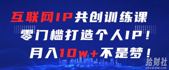 互联网IP共创训练课,零门槛零基础打造个人IP,月入10w+不是梦【揭秘】