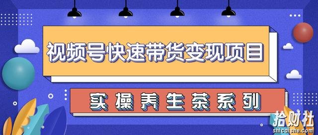 柚子视频号带货实操变现项目,零基础操作养生茶月入10000+【视频教程】
