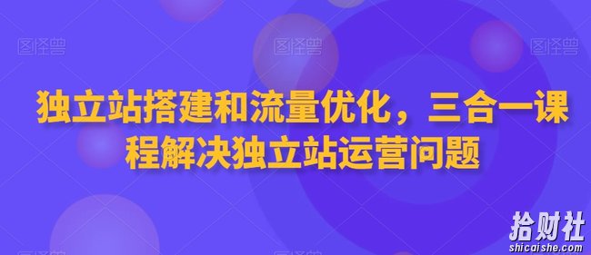 独立站搭建和流量优化,三合一课程解决独立站运营问题