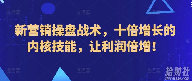 新营销操盘战术,十倍增长的内核技能,让利润倍增!