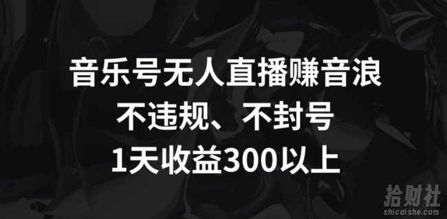 音乐号无人直播赚音浪,不违规、不封号,1天收益300+【揭秘】