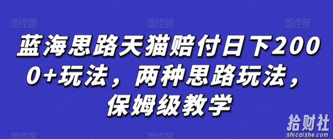 蓝海思路天猫赔付日下2000+玩法，两种思路玩法，保姆级教学【仅揭秘】