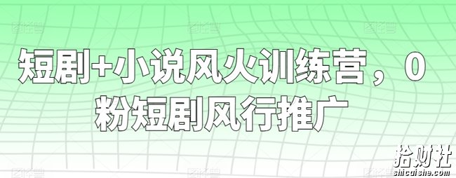 短剧+小说风火训练营,0粉短剧风行推广