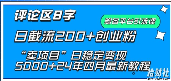 抖音评论区8字日截流200+创业粉 “卖项目”日稳定变现5000+【揭秘】
