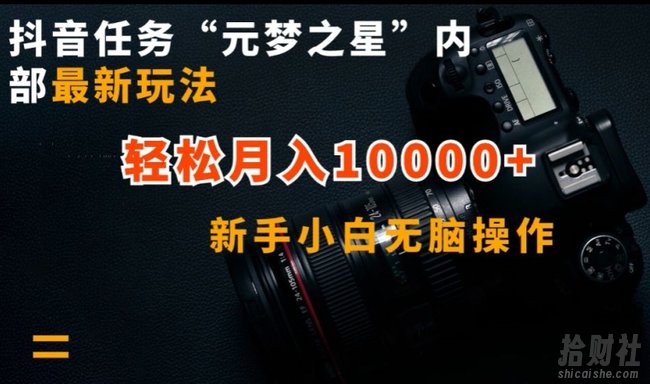 抖音任务“元梦之星”内部最新玩法，新手小白无脑操作，轻松月入10000+【揭秘】