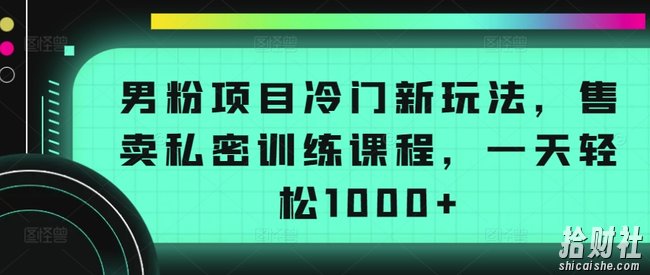 男粉项目冷门新玩法,售卖私密训练课程,一天轻松1000+【揭秘】