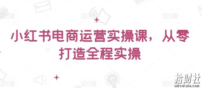 小红书电商运营实操课,从零打造全程实操