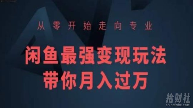 从零开始走向专业,闲鱼最强变现玩法带你月入过万
