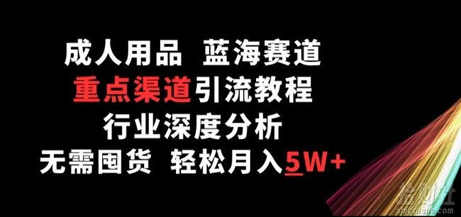 成人用品,蓝海赛道,重点渠道引流教程,行业深度分析,无需囤货,轻松月入5W+【揭秘】