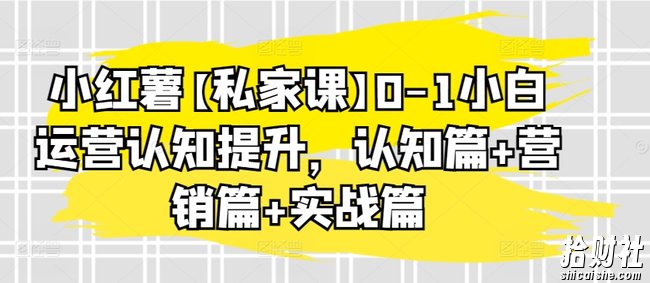 小红薯【私家课】0-1小白运营认知提升，认知篇+营销篇+实战篇