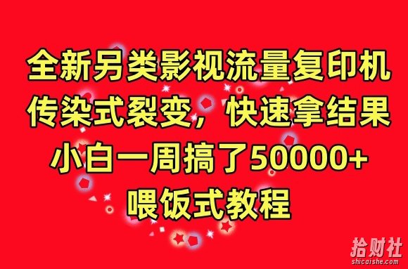 全新另类影视流量复印机,传染式裂变,快速拿结果,小白一周搞了50000+,喂饭式教程【揭秘】