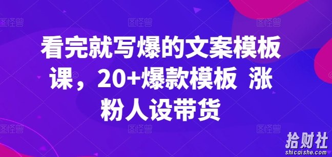 看完就写爆的文案模板课,20+爆款模板 涨粉人设带货