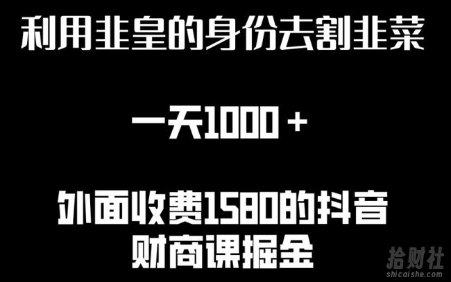 利用非皇的身份去割韭菜，一天1000+(附详细资源)【揭秘】