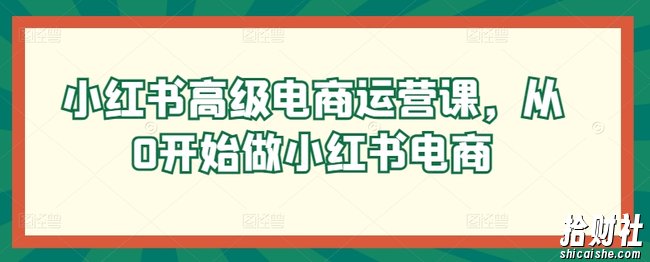 小红书高级电商运营课，从0开始做小红书电商