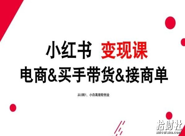 2024年最新小红书变现课，电商&买手带货&接商单，从0到1，小白高效轻创业