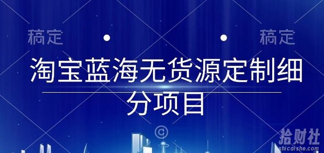 淘宝蓝海无货源定制细分项目，从0到起店实操全流程【揭秘】