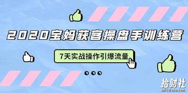 2020宝妈获客操盘手训练营:7天实战操作引流宝妈粉,引爆宝妈流量