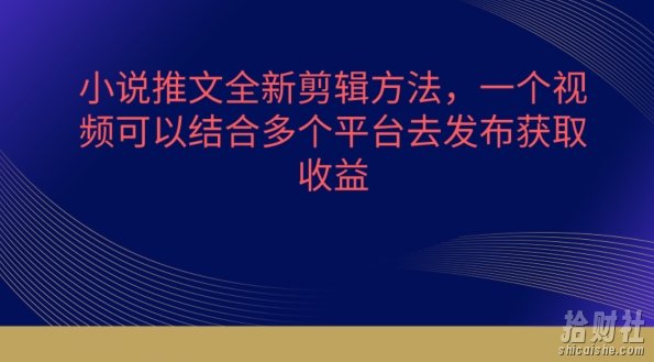 小说推文全新剪辑方法，一个视频可以结合多个平台去发布获取【揭秘】