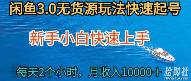 2024最新闲鱼无货源玩法，从0开始小白快手上手，每天2小时月收入过万【揭秘】