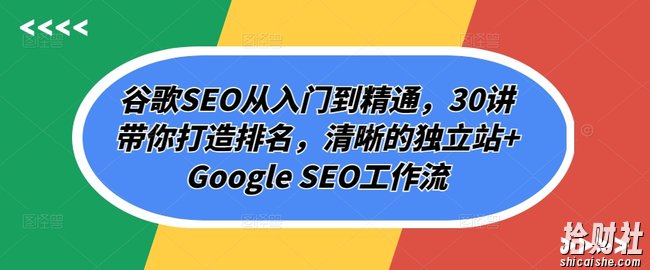 谷歌SEO从入门到精通,30讲带你打造排名,清晰的独立站+Google SEO工作流