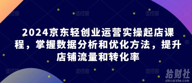 2024京东轻创业运营实操起店课程,掌握数据分析和优化方法,提升店铺流量和转化率