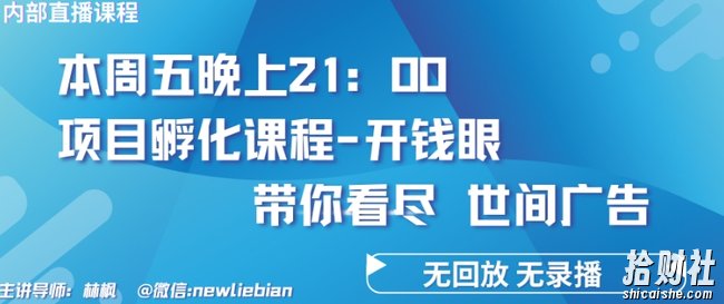 4.26日内部回放课程《项目孵化-开钱眼》賺米的底层逻辑【揭秘】