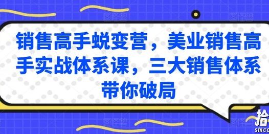 销售高手蜕变营，美业销售高手实战体系课，三大销售体系带你破局