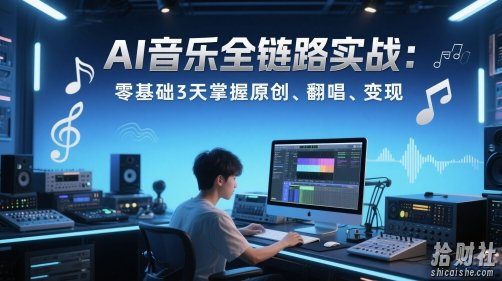 AI音乐全链路实战变现课:零基础3天掌握原创、翻唱、变现