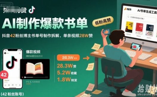 AI制作爆款书单,抖音42粉丝博主书单号制作拆解,单条视频28W赞