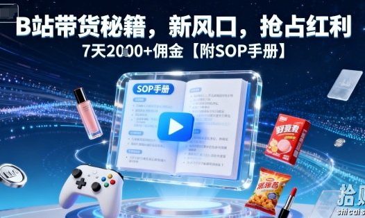 B站带货秘籍,新风口,抢占红利,7天2k+佣金【附SOP手册】