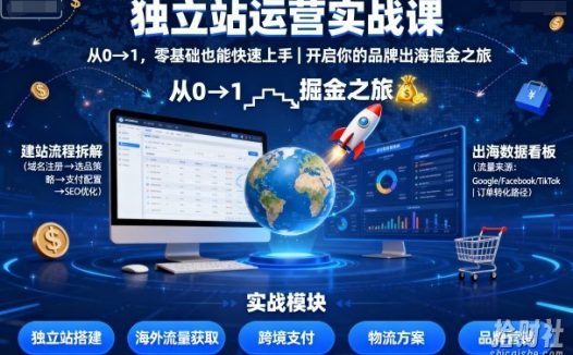 独立站运营实战课,从0到1,零基础也能快速上手,开启你的品牌出海掘金之旅