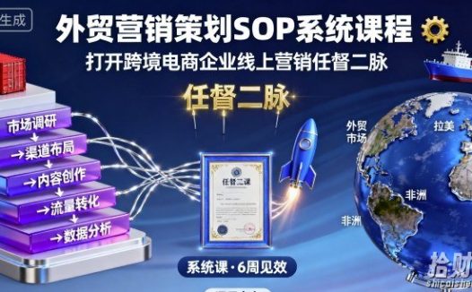 外贸营销策划SOP系统课程,打开跨境电商企业线上营销任督二脉