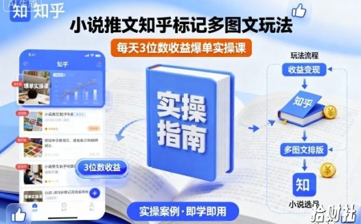 小说推文知乎标记多图文玩法,每天3位数收益爆单实操课
