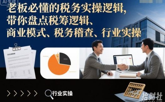 老板必懂的税务实操逻辑,带你盘点税筹逻辑、商业模式、税务稽查、行业实操