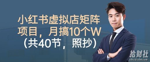 小红书虚拟店矩阵项目,照抄照做,月搞1W+(共40节)