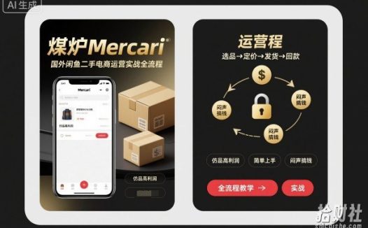 煤炉Mercari国外闲鱼二手电商运营实战全流程,仿品高利润,简单上手,闷声搞钱