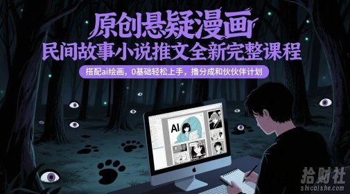 原创悬疑漫画民间故事小说推文全新完整课程， 搭配ai绘画，0基础轻松上手，撸分成和伙伴计划