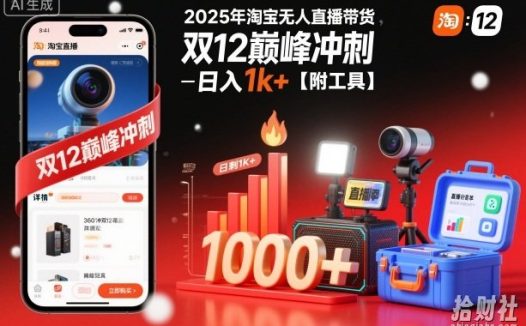 2025年淘宝无人直播带货，冲刺双12，日入1k+【附工具】【揭秘】