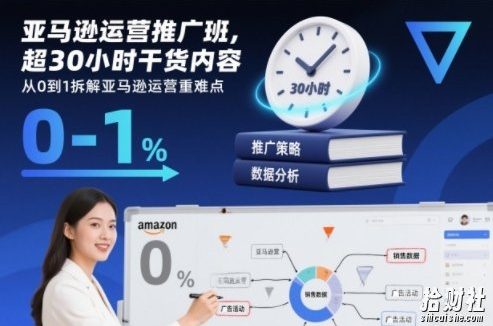亚马逊运营推广班,超30小时干货内容,从0到1拆解亚马逊运营重难点