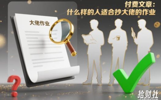 付费文章：什么样的人适合抄大佬的作业？