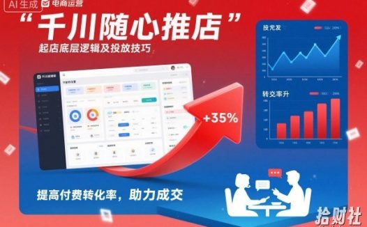 千川随心推起店底层逻辑及投放技巧，提高付费转化率，助力成交