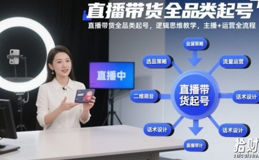 直播带货全品类起号，逻辑思维教学，主播+运营全流程