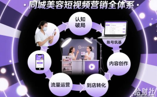 同城美容短视频营销全体系,从认知破局、账号筑基、内容创作、流量运营到到店转化的完整落地体系