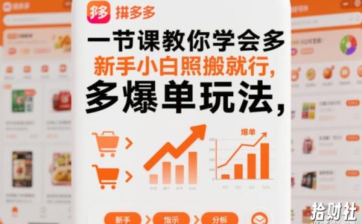 一节课教你学会拼多多爆单玩法,新手小白照搬就行