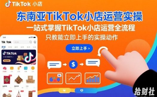东南亚TikTok小店运营实操,一站式掌握TikTok小店运营全流程,只教能立即上手的实操动作