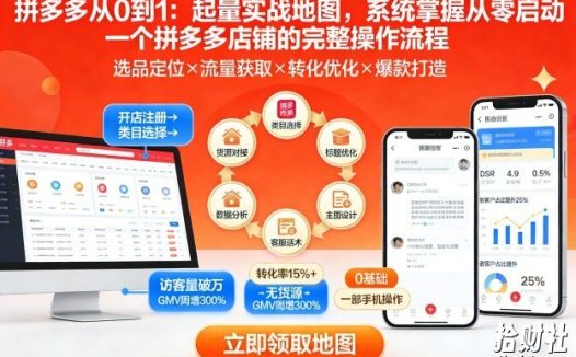 拼多多从0到1:起量实战地图,系统掌握从零启动一个拼多多店铺的完整操作流程