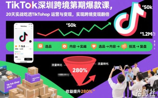 TikTok深圳跨境第2期爆款课,20天实战吃透TikTok Shop运营与变现,实现跨境变现翻倍