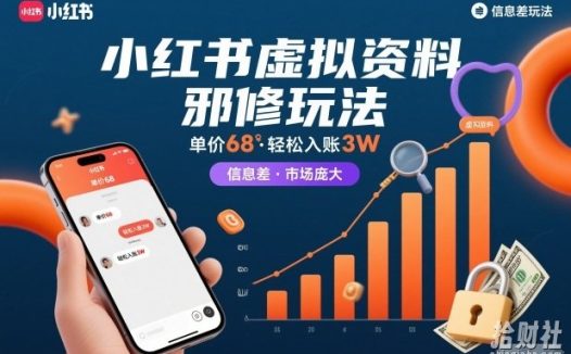 小红书虚拟资料邪修玩法,单价68,轻松入账3W,信息差玩法,市场庞大