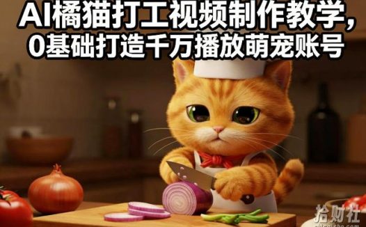 AI橘猫打工视频制作教学,流量狂飙,0基础打造千万播放萌宠账号