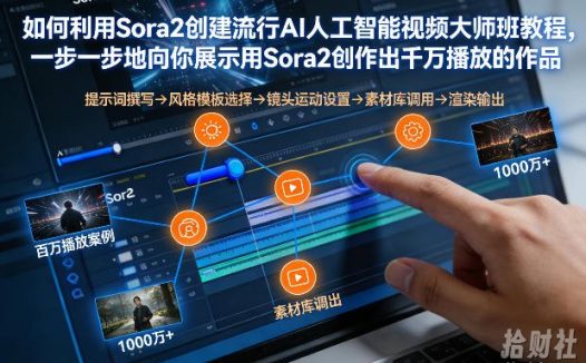 如何利用Sora2创建流行AI人工智能视频大师班,一步一步地向你展示用Sora2创作出千万播放的作品
